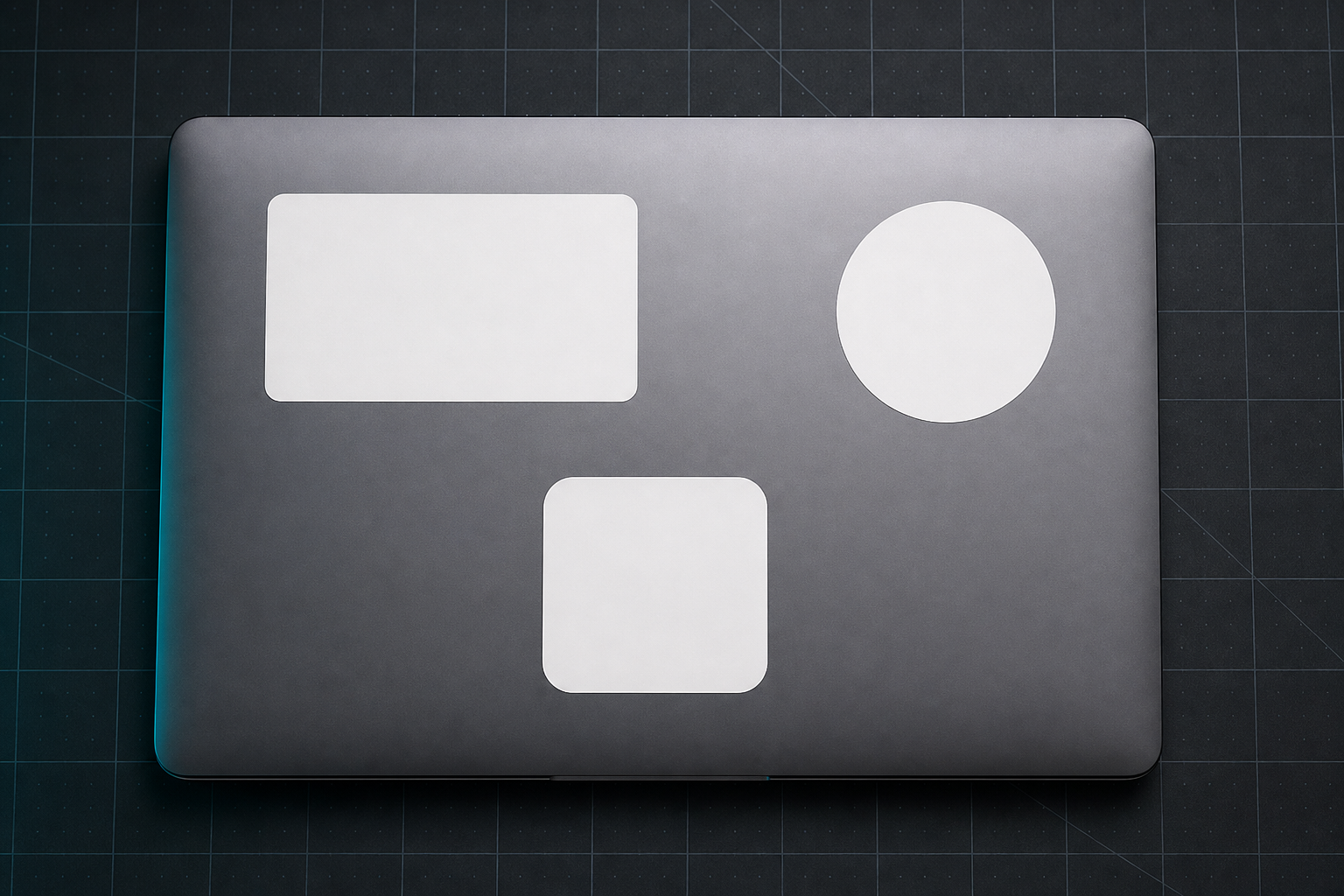 Laptop sticker mockup for BRIK64 merchandise